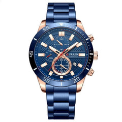 CURREN 8417 Men's Wristwatch Chronograph Waterproof Brand Luxury Sports Military (BLUE)
