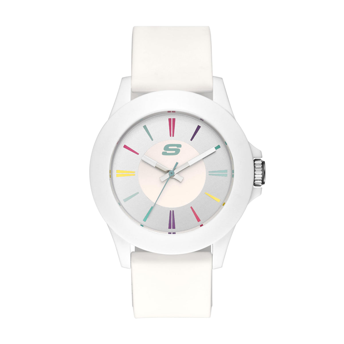 Skechers Women's Rosencrans Mid Quartz Plastic and Silicone Casual Sports Watch - White Multi