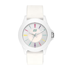 Skechers Women's Rosencrans Mid Quartz Plastic and Silicone Casual Sports Watch - White Multi