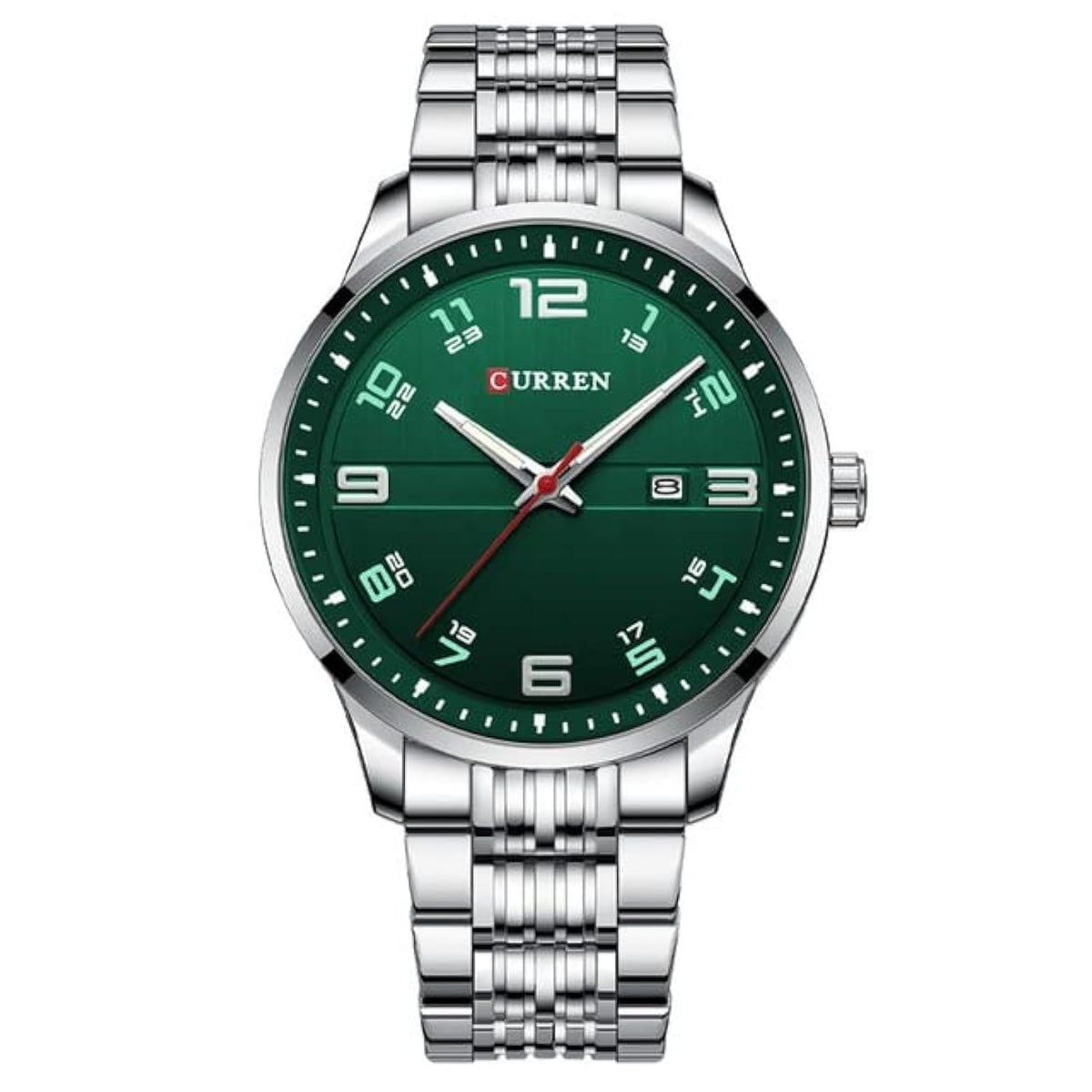CURREN Fashion Design Stainless Steel Quartz Watches Casual Simple Wrist Watch Men Luminous Wrist Watch 8411 - SILVER GREEN