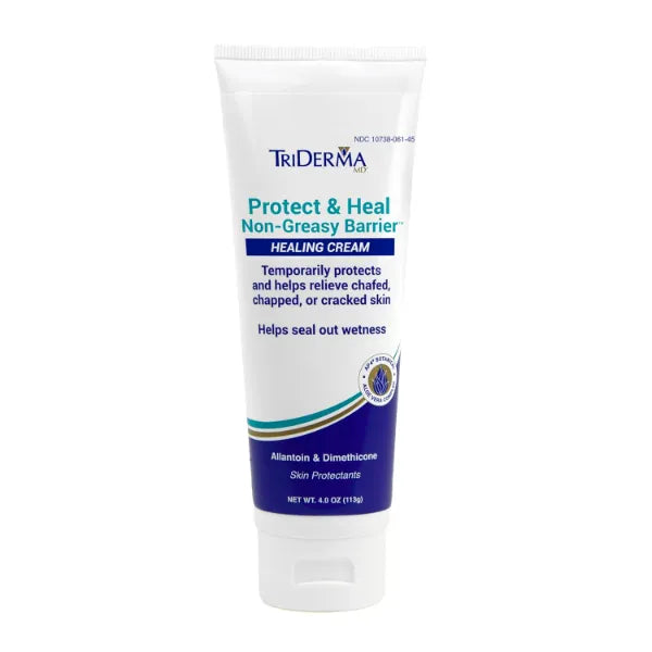 TriDerma Protect & Heal Non-Greasy Moisture Barrier Skin Protectant Incontinence Cream for Adult Diaper Rash, Chafing, Redness, Sensitive Skin with Dimethicone, Aloe Vera, FSA Eligible - 4 oz