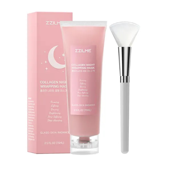 ZZILME Overnight Wrapping Face Mask, Hydrolyzed Collagen & Hyaluronic Acid Firming Night Mask, Deep Hydration & Radiance, Smooths Micro-Wrinkles, 2.5 fl oz