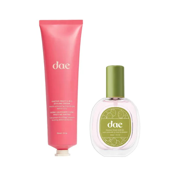 DAE 3-1 Cactus Fruit Styling Cream & Prickly Pear Hair Oil for Healthy, Nourished Hair, Smoothes Hair, Defines Curls, and Enhances Shine