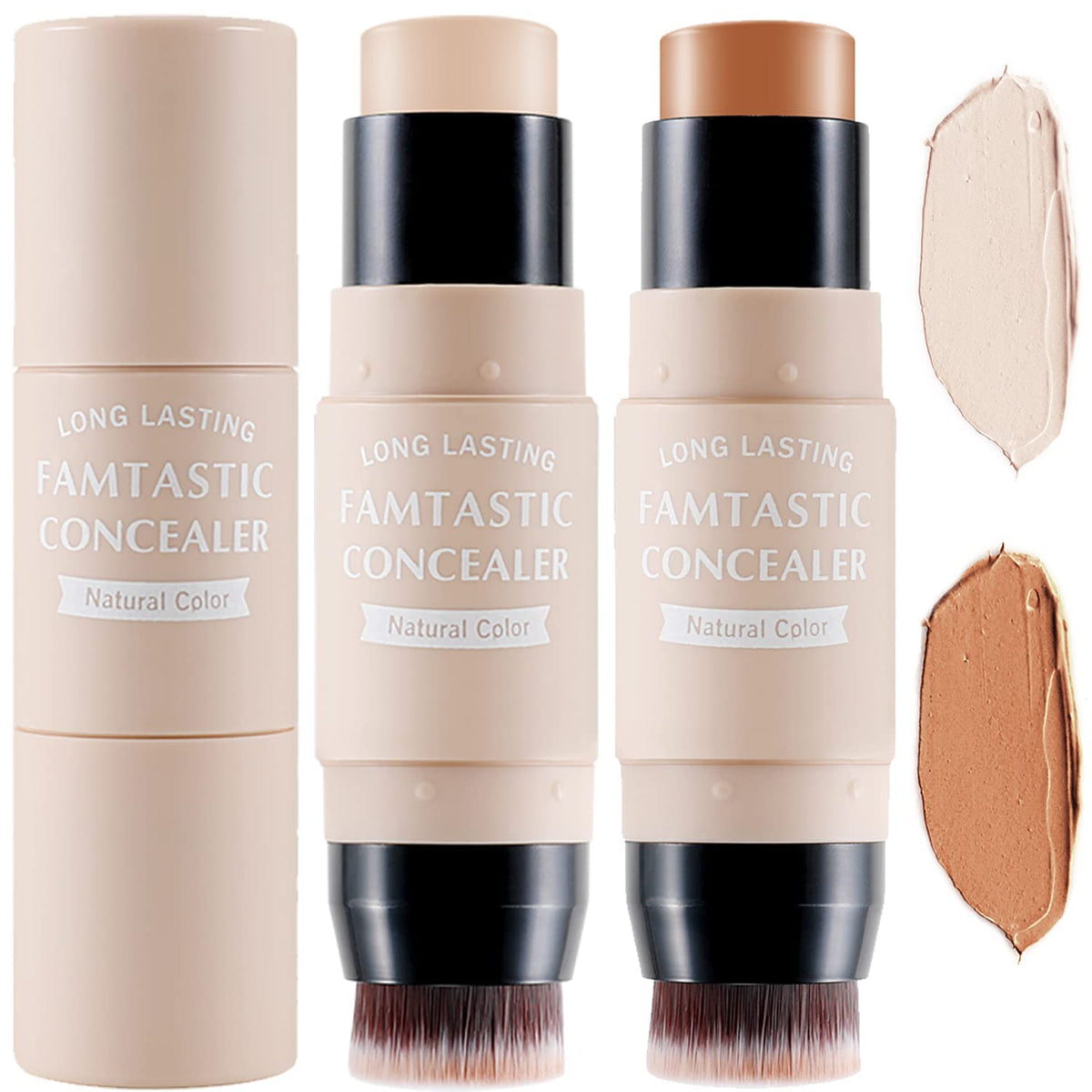 NALACAL 2 PCS Contour Highlighter Stick with Brush -Bronzer Pen, Face Brightens Shades Pencil, Highlighting Shade, Highlight Shaping Stick, Waterproof, Longwear Makeup(03 and 04)
