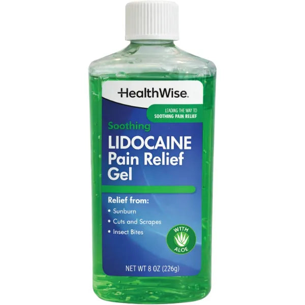 HealthWise Soothing 4% Lidocaine Gel with Aloe, Sunburn Relief, 8 oz