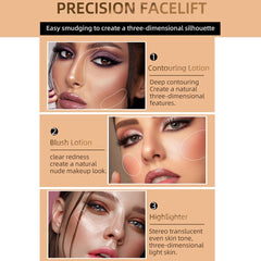 MAKINGTEC 3 Pcs Cream Contour Sticks with Cushion Applicator,Shades with Highlighter & Blush,Waterproof Contour Pen,Highlighter Stick,Blush Stick Easy to Create 3D Face Makeup