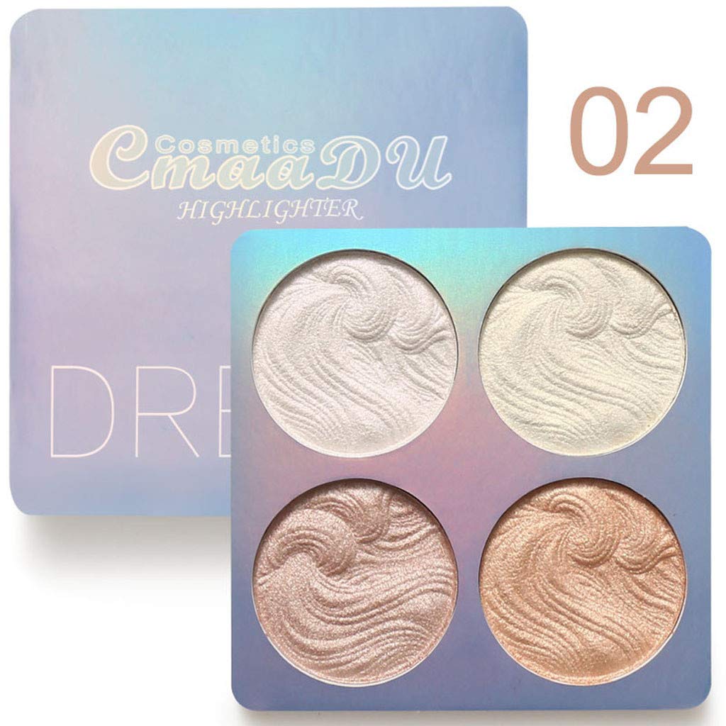 4 Color Highlight Powder Palette,Bloodfin Professional Shimmer Glitter Bronzer Highlighter Powder Palette Compact Highlighting Shimmering Powder for Women Girls