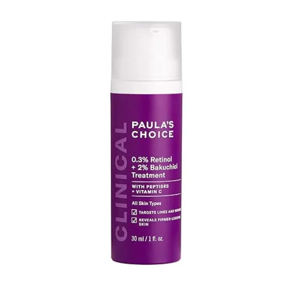 Paula's Choice CLINICAL 0.3% Retinol + 2% Bakuchiol Treatment, Anti-Aging Serum for Deep Wrinkles & Fine Lines, Fragrance-Free, 1 Ounce