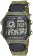 Casio Men's Digital Dial Stainless Steel Band Watch Green / Grey