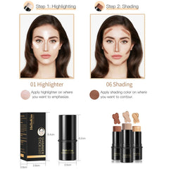 LEVGLAKE 3 Colors Cream Contour Highlighter Stick Face Make up Kit, Creme Bronzer Foundation Shaping Trimming Stick Wand