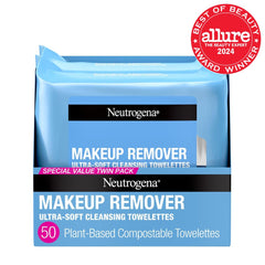 Neutrogena Makeup Remover Cleansing Towelettes, Daily Cleansing Face Wipes to Remove Waterproof Makeup and Mascara, Alcohol-Free, Value Twin Pack, 25 count, 2 Pack