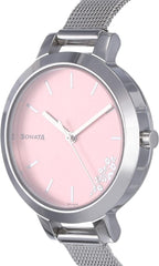 Sonata Pink Dial Analog watch For Women-NR8141SM12
