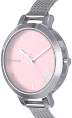 Sonata Pink Dial Analog watch For Women-NR8141SM12