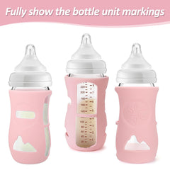 heqxwl 3 Pack Silicone Sleeve for Avent Glass Baby Bottles, Anti Breakage Baby Bottle Holder, Natural Glass Bottles Protective Cover, Compatible with Avent Baby Bottle (8 Ounce)