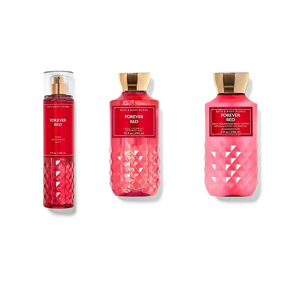 Bath & Body Works Forever Red Shower Gel, Body Lotion, Fine Fragrance Mist Daily Trio Gift Set 2018
