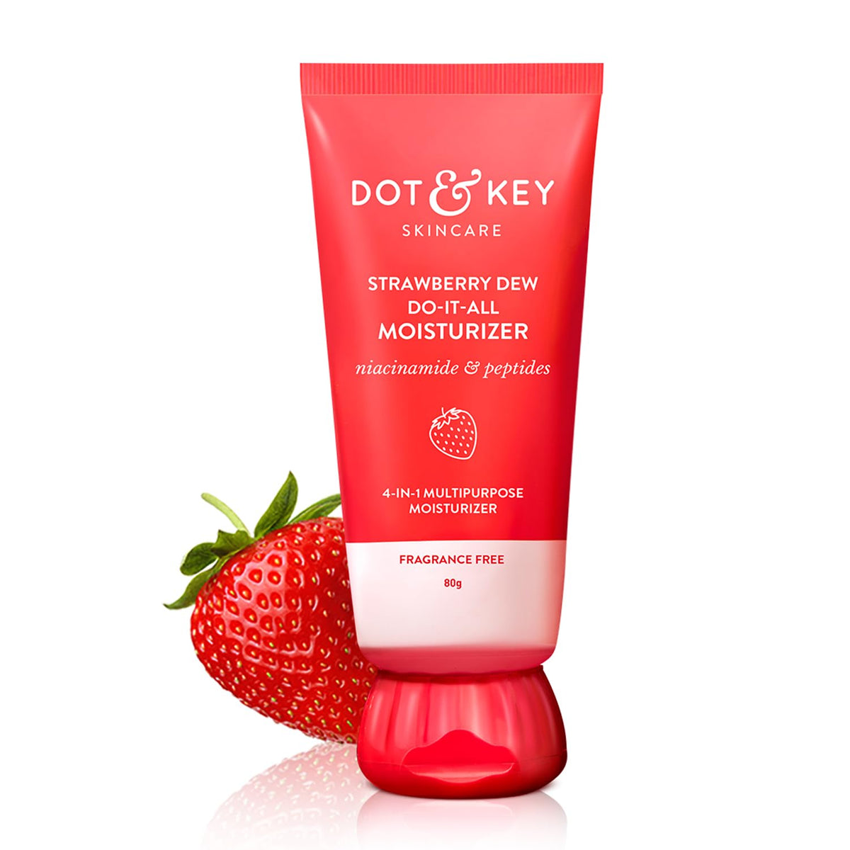 Dot & Key Strawberry Brightening Moisturizer Niacinamide, Peptides Hyaluronic Acid, Non-sticky, Brightens Skin, Intense Moisturization Non-Comedogenic Fragrance Free, Lightweight 80g