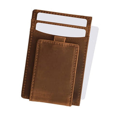 Fidelo Minimalist Wallet For Men - Slim Card Holder Wallet With a Powerful Magnetic Money Clip & RFID Blocking. This Pocket Clip Wallet is Made Out Of Full Grain Genuine Leather - Crazy Horse