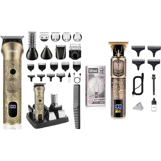 Ufree Beard Trimmer for Men and Mustache T Blade Liners Trimmer Set, Shaving Kit for Mustache Body Nose Ear Hair Facial, Electric Razor for Men