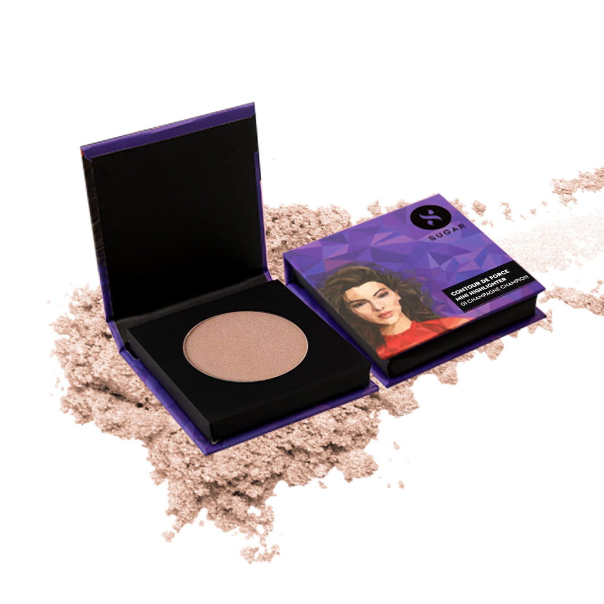 Sugar Cosmetics Contour de Force Compact Highlighter, Champagne Champion, 4g