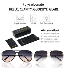 VIVIENFANG Premium Rimless Oversized Aviator Sunglasses for Women, Polarized PC Lens UV Protection Womens Shade VF2203