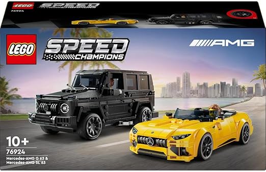 LEGO Speed Champions Mercedes-AMG G 63 & Mercedes-AMG SL 63 Car Toys, Vehicle Playset for Kids, 2 Building Sets with 2 Driver Minifigures, Gift for 10 Plus Year Old Boys and Girls 76924