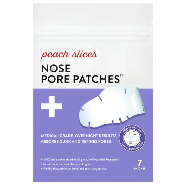 Peach Slices | Nose Pore Patches | Medical-Grade Hydrocolloid | Targets Pores & Pimples | Absorbs Oil Overnight | Vegan | Cruelty-Free | Facial Skin Care Products | 7 Ct