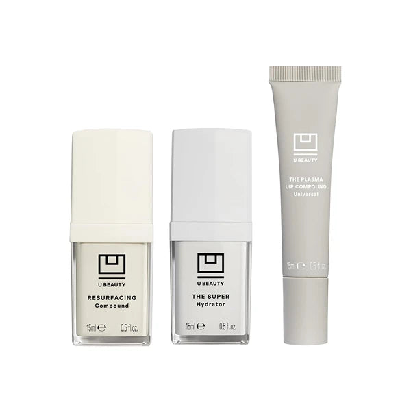 U Beauty 3-Piece Set – Resurfacing Compound 15mL + The SUPER Hydrator 15mL+ The PLASMA Lip Compound 15mL Anti-Aging Serum, Hydrating Cream & Contouring Lip Treatment with SIREN Capsule Technology