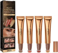 Cream Bronzer Contour Beauty Wand,Liquid Contour Beauty Wand,Highlighter and Bronzer Stick with Cushion Applicator Attached Easy to Blend,Long Lasting Smooth Natural Matte (Mixed)