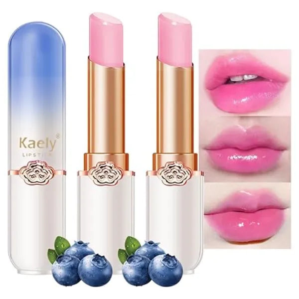 Kaely 2Pcs Blueberry Hydrating Lipstick Tinted Lip Balm, Color Changing PH Lipstick Makeup, Korean Magic Lip Stain Long Lasting Waterproof, labiales magicos 24 horas originales
