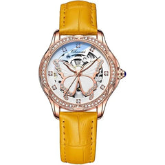 KASTWAVE Stylish Women's Waterproof Automatic Mechanical Watch with Butterfly Skeleton Dial - Perfect for Casual and Dressy Occasions