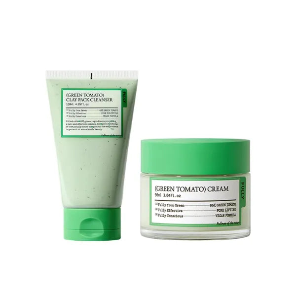 FULLY Green Tomato Pore Lifting Duo: Deep Pore Detox, Hydration & Firming, Anti-Aging, Blackhead Care, Vegan Korean Skincare Bundle