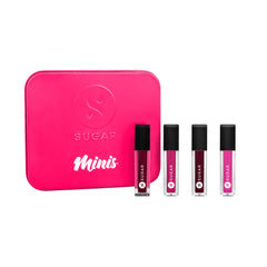 SUGAR Cosmetics Smudge Me Not Liptsick Minis Set - Pink, Ultra Matte Liquid Lipstick, Transferproof and Waterproof, Lasts Up to 12hrs (Gift Set | Pack of 4)