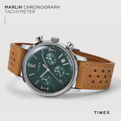 Timex Men's Marlin 40mm Watch - Black Strap Black Dial Stainless Steel Case - Brown/Blue/Stainless Steel