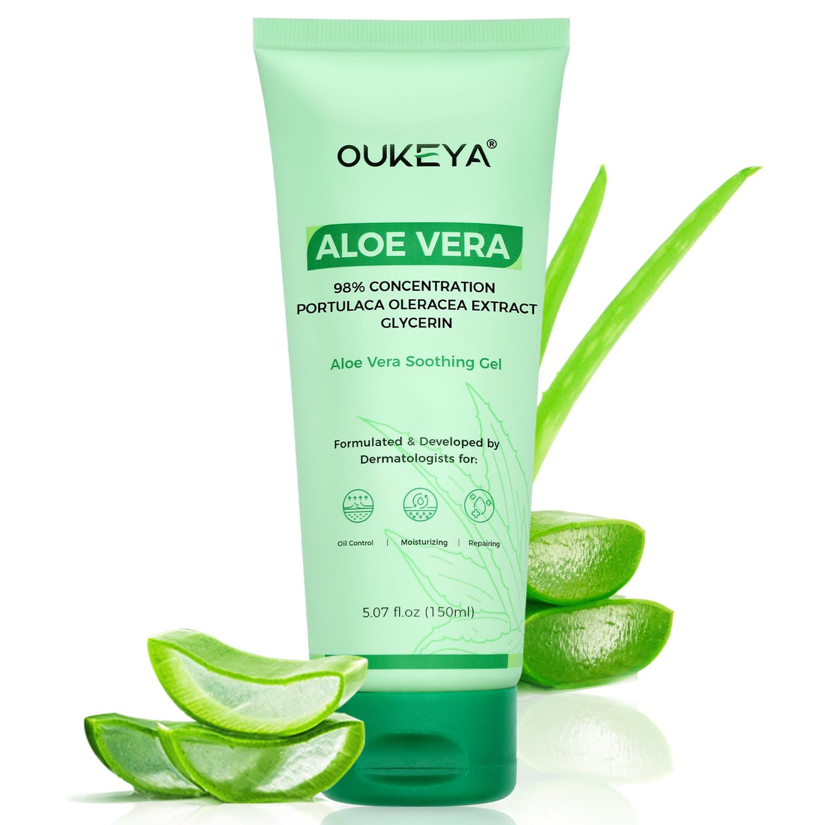 Aloe Vera Gel – Soothing, Hydrating, and Nourishing for Face & Body 5.07 Fl Oz | 98% Natural Aloe Vera, Pure & Organic for After Sunburn Relief, Skincare & Hair Hydration, Calming Moisturizing
