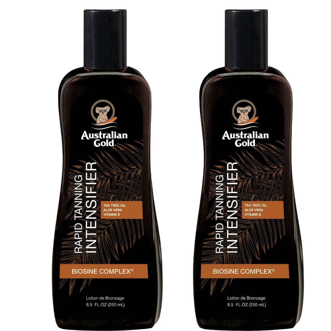 Australian Gold Rapid Tanning Intensive Lotion, 8.5 fl oz | with Tea Tree Oil & Aloe Vera | Vitamin E, 2 Pack