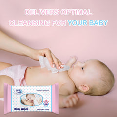 Cool & Cool Baby Wipes 72’s 2+2 Free (Pack of 4) - Alcohol Free,Paraben Free,Vitamin E,Aloe Vera,Ultra Soft & Gentle for Sensitive & Delicate Skin - 288 Wipes
