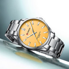 CURREN 9090 Watch for Couple Waterproof Men's Watches Fashion Women's Sports Watches Quartz Movement - SILVER ORANGE