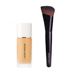 Laura Mercier Real Flawless Weightless Perfecting Waterproof Liquid Foundation: Medium-Buildable Coverage, 12 HR Fade-Proof Wear, Hydrating, Non-Comedogenic, 4N1 Ginger + Foundation Brush Bundle