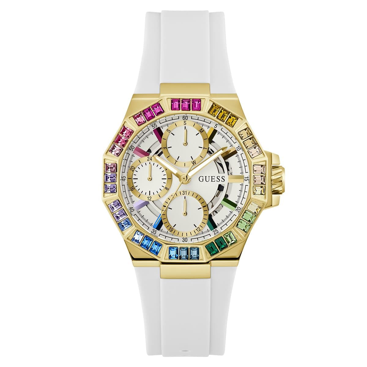 Guess Selene Multi-Function Analog Watch for Women, 39 mm Case Width, White