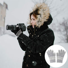 Women's Winter Touch Screen Gloves, Warm Fleece Lined Knit Gloves Elastic Cuff Winter Texting Gloves, Unisex Winter Warm Windproof Solid Color Knitted Mittens, Gloves with Touchscreen Fingers (Grey)