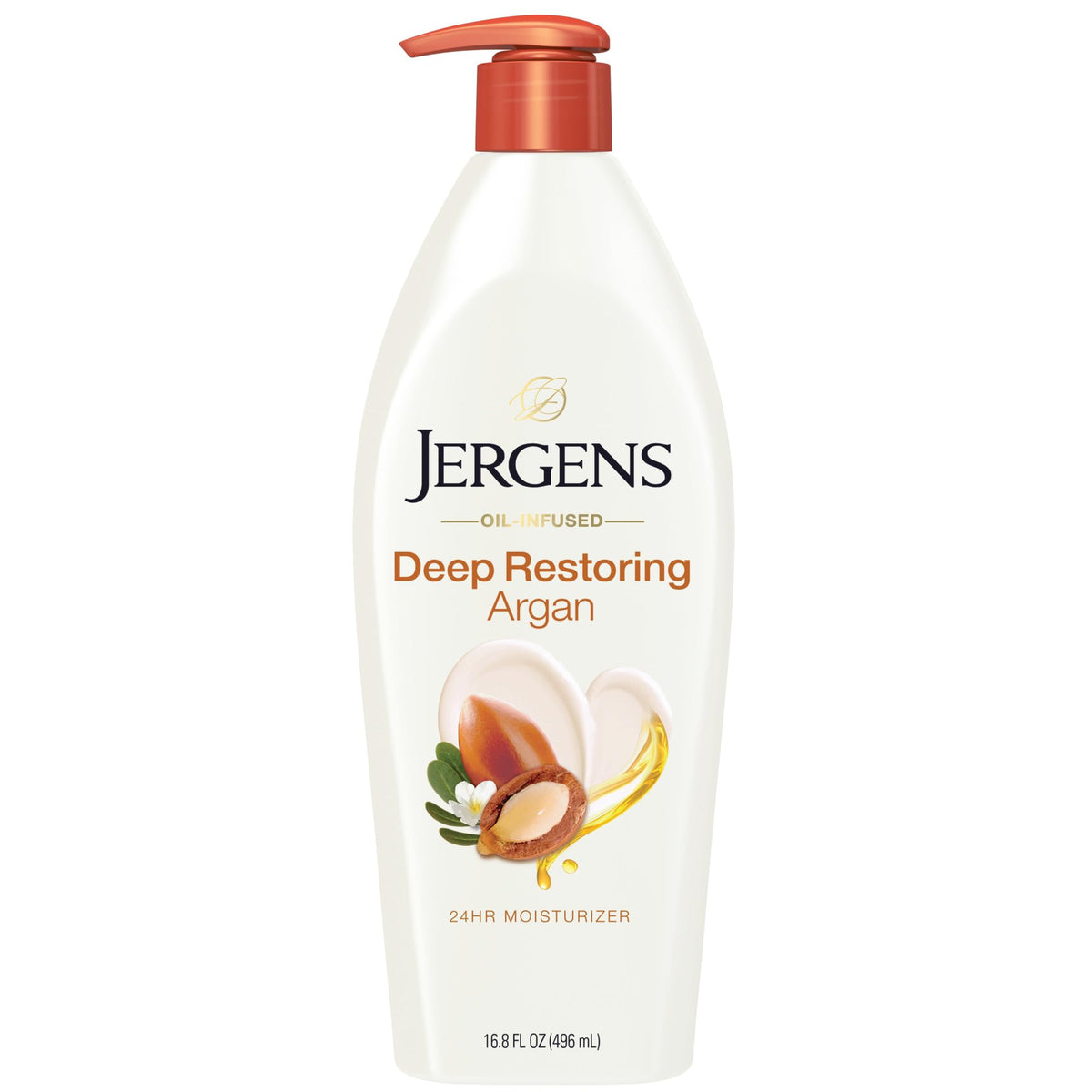 Jergens Argan Oil Deep Repair Moisturizing Lotion, Soothing Body and Hand Lotion, 16.7 oz, with Replenishing Argan Oil and Vitamin E, Oil-Rich, Dermatologist Tested