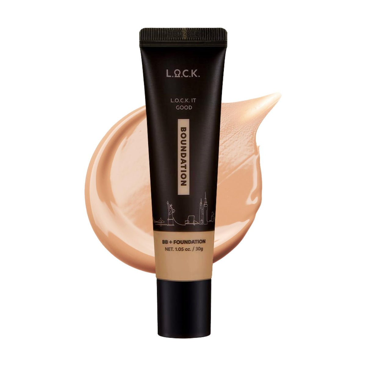 Lock color, Lock It Good Boundation - 08 Medium Coffee (2 in 1 Multi-use, Foundation+BB Cream), Lightweight, Blends Naturally, Flawless Finish, 1.05 fl.oz./30g (08 Medium Coffee)