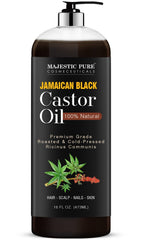 MAJESTIC PURE Jamaican Black Castor Oil 437ml for Hair Growth & Natural Skin Care - Roasted & Cold-Pressed - Massage, Scalp, Hair and Nails