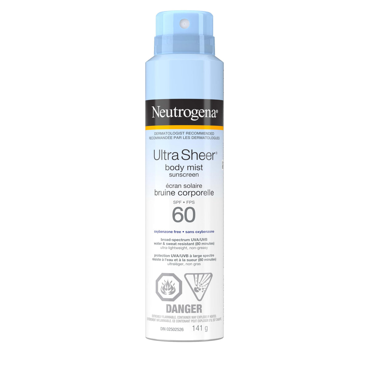 Neutrogena Ultra Sheer SPF 60 Body Mist Sunscreen Spray 141 g