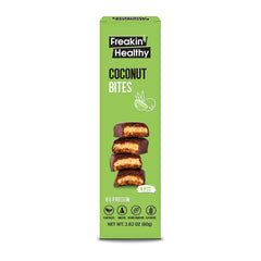 Freakin Healthy Coconut Bites 80g – 4 Individually Wrapped Bites, Plant Based Nut Butter Snack with Raw Chocolate, No Refined Sugar