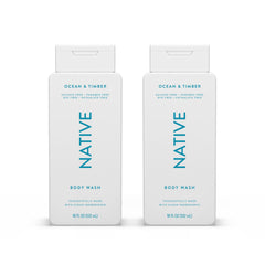 Native Body Wash Contains Naturally Derived Ingredients | For Women & Men, Sulfate, Paraben, & Dye Free Leaving Skin Soft and Hydrating | Ocean & Timber 18 oz - 2 Pk