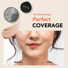 NOWATER Prestige Skinfit Glow Cover Cushion | Glow Cushion Foundation | Glass skin, Long-Lasting, Lightweight | Flawless Coverage | Korean Cushion Foundation (0.52 fl.oz) (Natural Beige, 0.52 fl.oz)
