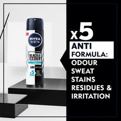 NIVEA MEN Antiperspirant Spray for Men, Black & White Invisible Protection Fresh, 2x150ml