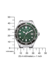 Citizen Eco-Drive Solar Watch 36 mm with Stainless Steel Link Strap Silver/Green AW1828-80X
