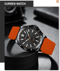CURREN New Model CURREN Men's Analog Quartz Wrist Watches Simple Watches Silicone Band Luminous Wristwatch Business Men 8449 Fashion - ORANGE BLACK